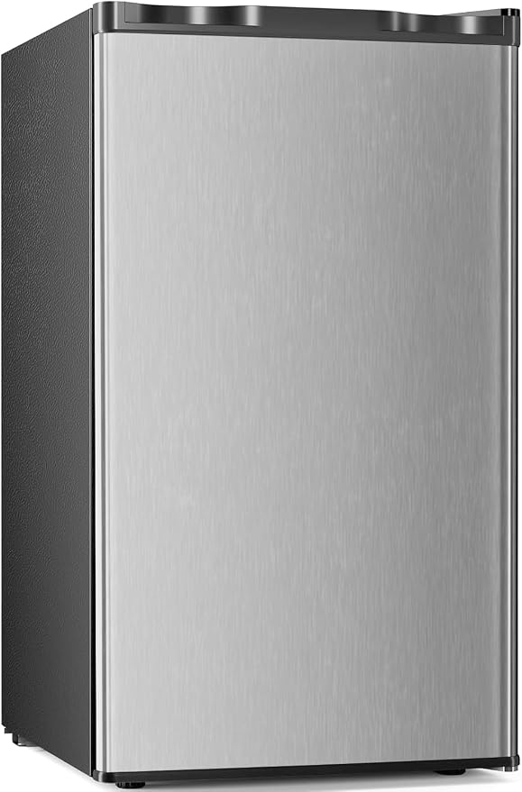 Antarctic Star Mini Compact Refrigerator with Freezer, 3.2 Cu.Ft. Single Door with Adjustable Thermostat,Removable Glass Shelves for Apartment/Dorm/Office,Silver by AntarcticStar