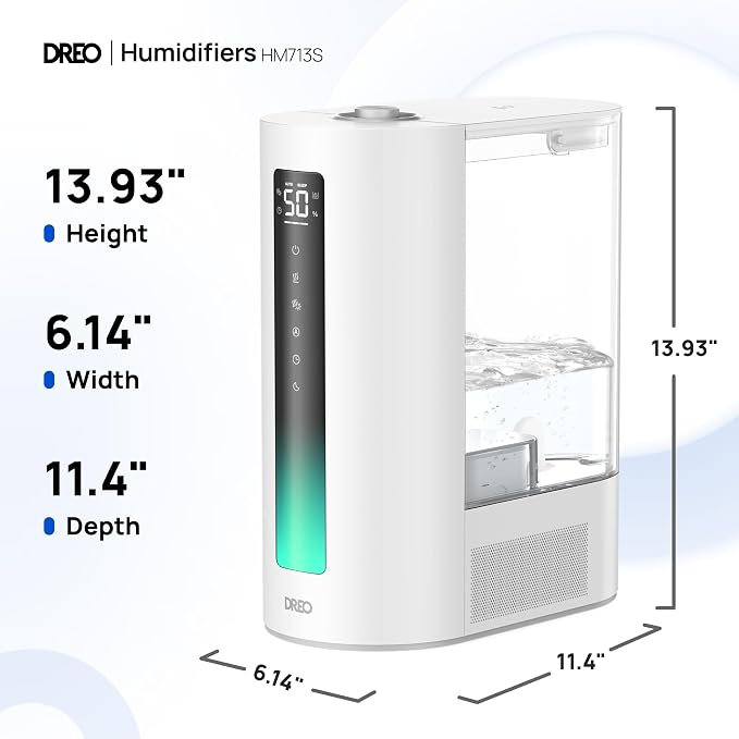 DREO 6L Humidifiers for Bedroom, Smart Warm & Cool Mist for Large Room, 60Hr Quiet Runtime for Baby, Plant, Humidity Sensor, Indicator Light, 12H Timer, Google/Alexa, Grey - Image 8
