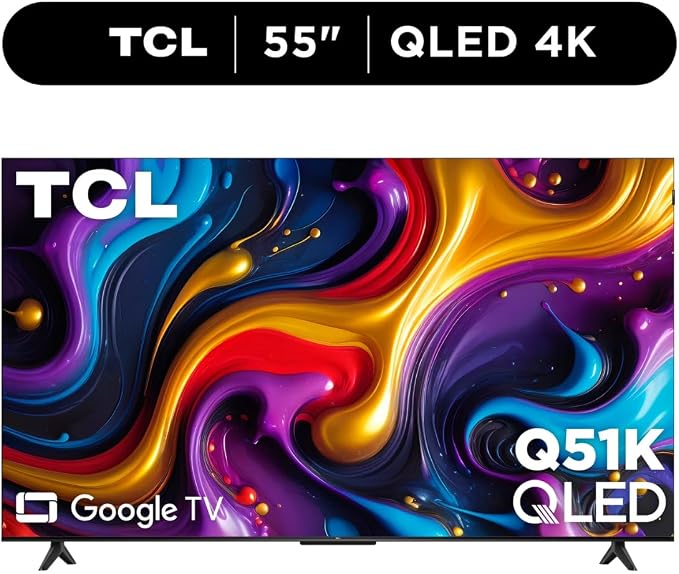TCL 55" Q51K Q Series Q-LED 4K UHD HDR+ with Google TV Dolby Atmos + DTS Virtual:X, Motion Rate 240, AIPQ Processor, Auto Game Mode, Bluetooth + Free Wall Mount (2025) (Renewed) - Image 2