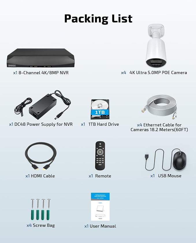 Two-Way Audio PoE Security Camera System Outdoor, 5MP Wired Cameras - Image 9
