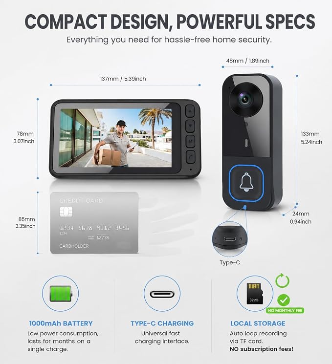 TKMARS Doorbell Camera Wireless No Subscription Video Doorbell, Real-time - Image 8