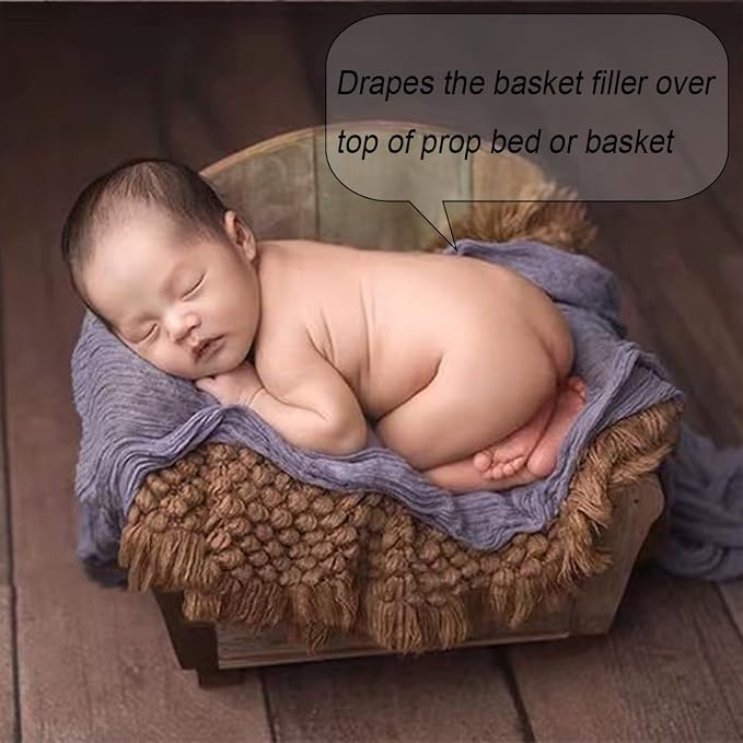 Zeroest Baby Photography Props Basket Braid Wool Wrap Newborn Photo Shoot - Image 4