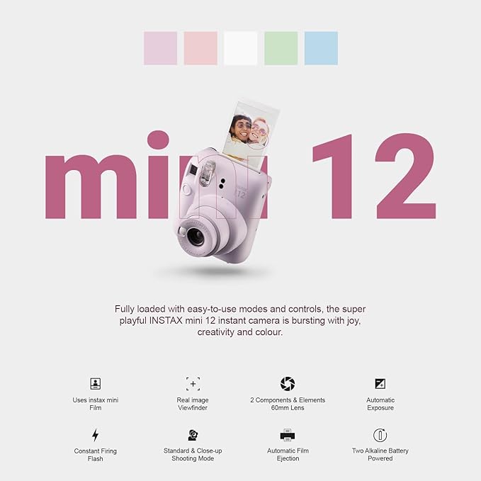 Fujifilm Instax Mini 12 Instant Camera + Minimate Custom Case + Fuji Instax - Image 2