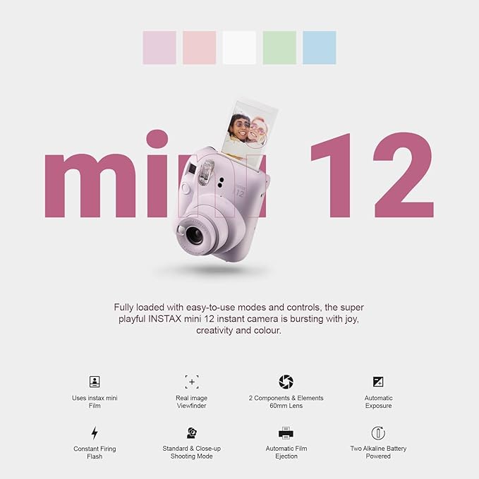 Fujifilm Instax Mini 12 Instant Camera Pastel Blue + Carrying Case + Fuji - Image 2