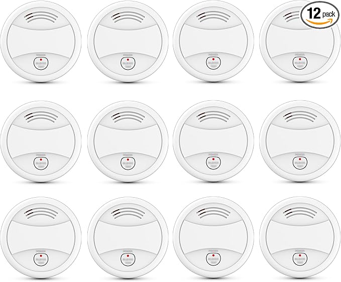 12 Pack Photoelectric Smoke Detector, 10-Year Battery Operated Fire Alarm by Unknown