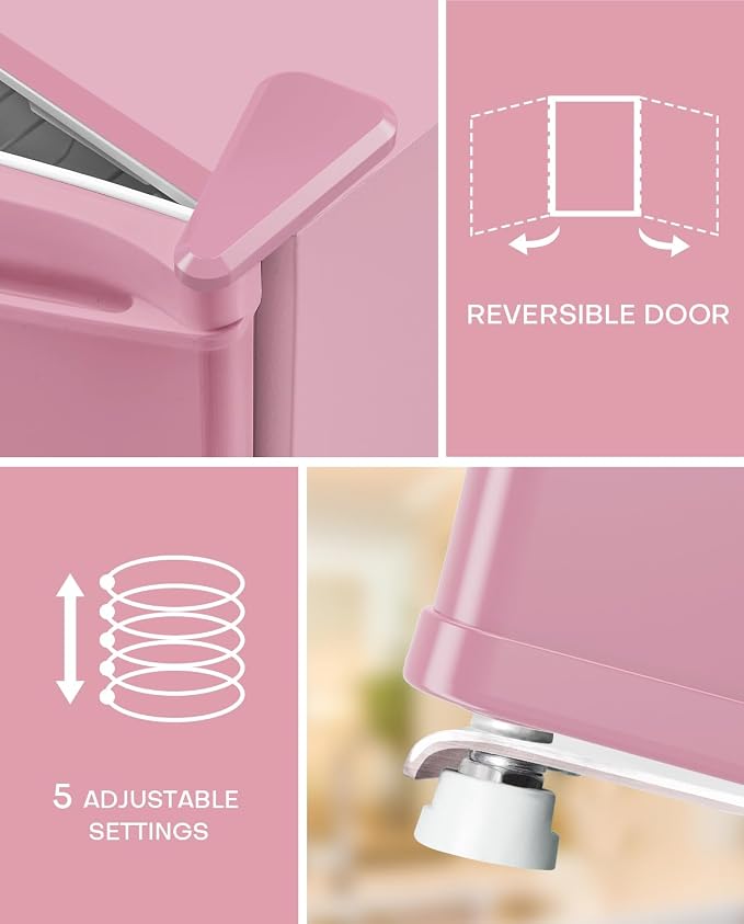 Upstreman 1.7 Cu.ft Mini Fridge with Freezer, Pink-FR17 | Dorm Essentials, Adjustable Thermostat, Energy Saving, Low Noise, Compact Refrigerator for Dorm, Office, Bedroom - Image 6
