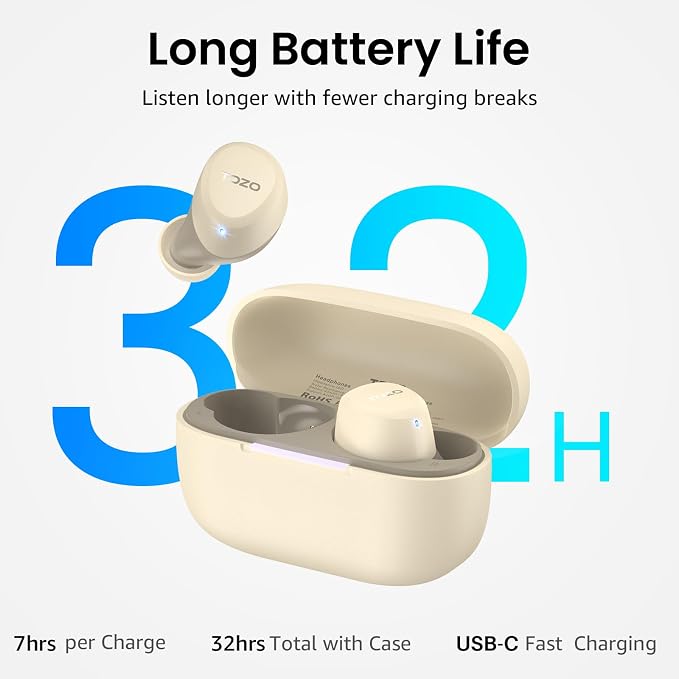 TOZO A1 Wireless Earbuds Bluetooth 5.3 Light Weight in Ear Headphones | IPX5 Waterproof, 2 Mics for AI Calls, Immersive Premium Sound Bass Ear buds with Charging Case, 32 Presets EQ via TOZO App - Image 4