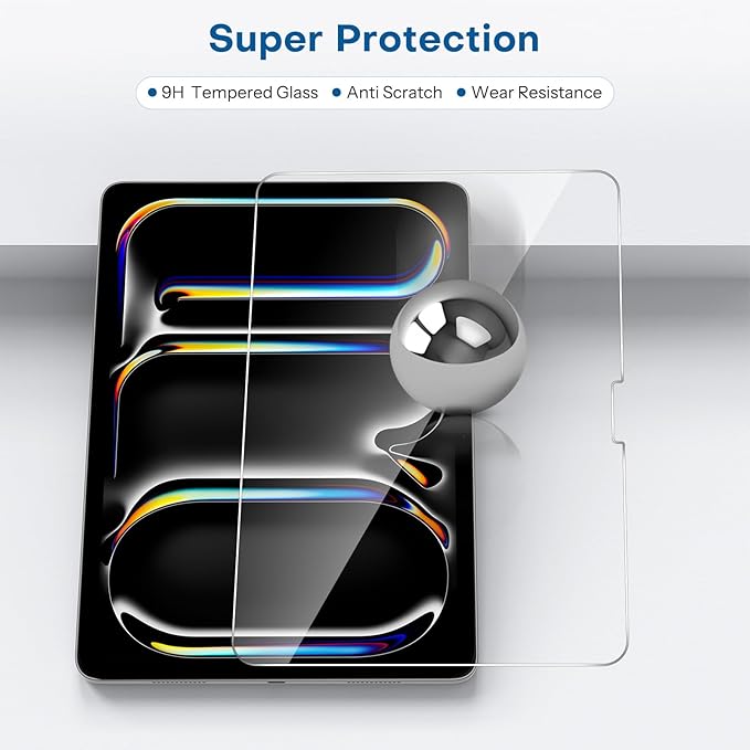SPARIN Screen Protector for iPad Pro 11 Inch 2025/2024 M5 M4, 2 Pack Tempered - Image 4