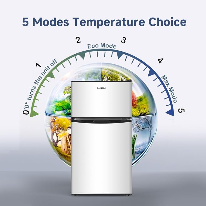 3.2 CU.FT Mini Fridge with Freezer for Bedroom Office Silver | 2 Door Small Refrigerator, Quiet Compact Fridge for Home, Dorm, Apartment, Garage, RV, Adjustable Thermostat, Low Noise - Image 3