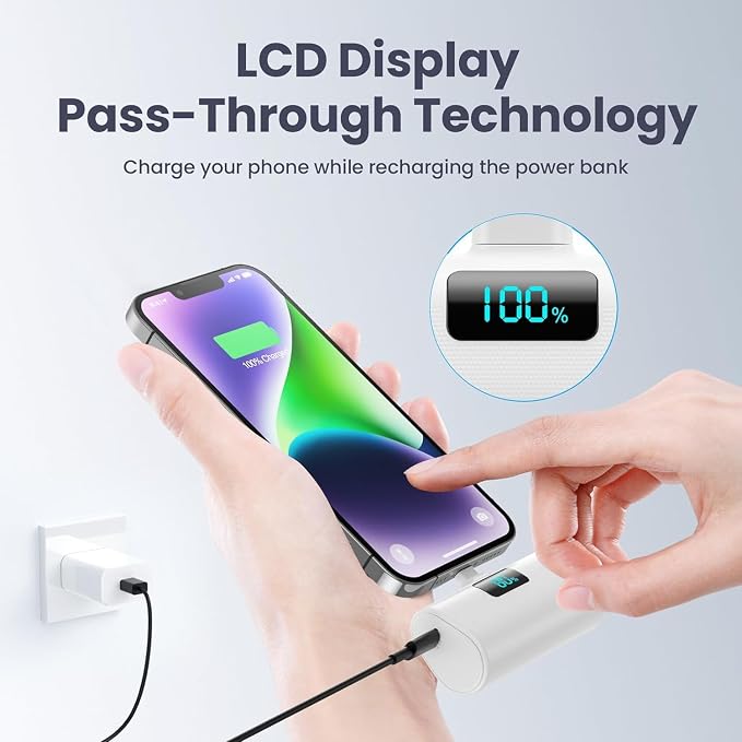 [2 Pack] Small Portable Charger for iPhone14/13,Upgraded 5200mAh PD Fast Charging Power Bank,Cute Mini Portable Phone Charger Compatible with iPhone 14/14 Pro Max/13/13 Pro/12 Pro/11/XR/X/8/7/6 etc - Image 4