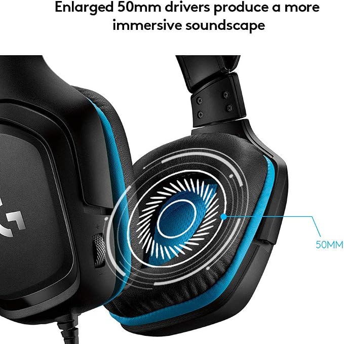 Logitech G432 Wired Gaming Headset - Black | DTS Headphone:X 2.0, 50 mm audio drivers, USB and 3.5 mm jack, Flip-to-Mute mic, PC compatible - Image 4