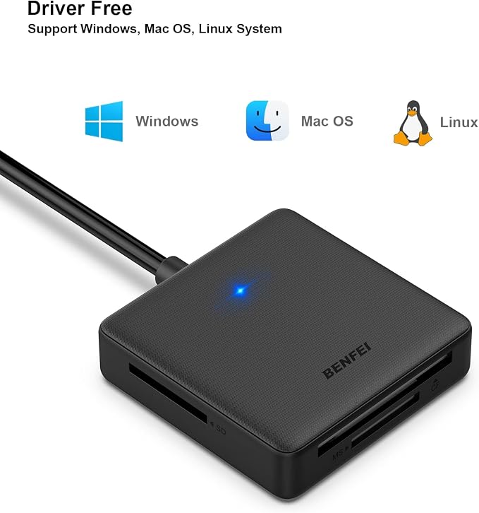 Memory Card Reader, BENFEI 4in1 USB 3.0 and USB-C to SD Micro SD MS CF Card - Image 9