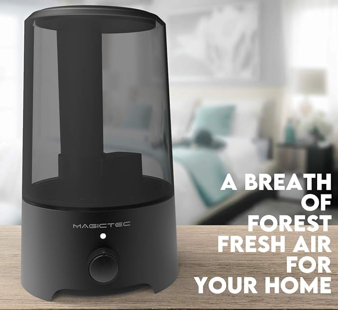 Magictec Cool Mist Humidifier, 2.5L Essential Diffuser for Bedroom and Baby, Adjustable Mist Output, Auto Shut Off, Super Quiet 360 Nozzle - Lasts Up to 24 Hours, Black - Image 4