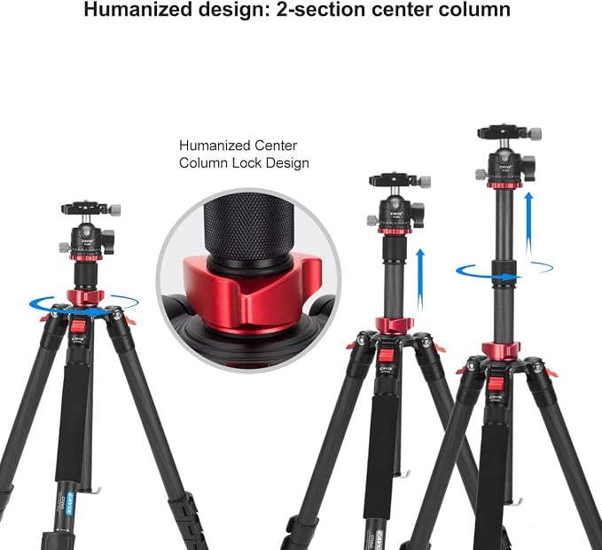 CAVIX 62" Professional Carbon Fiber Camera Tripod, Tripod & Monopod 2 in 1 - Image 5