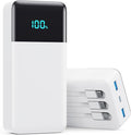 Portable Charger 50800mAh Power Bank with 3 Built in Cables,25W PD QC4.0 Fast Charging USB C Battery Pack,6 Outputs 2 Inputs Travel Essentials Phone Charger for iPhone 17/16/15,Google,Android,White by AONIMI