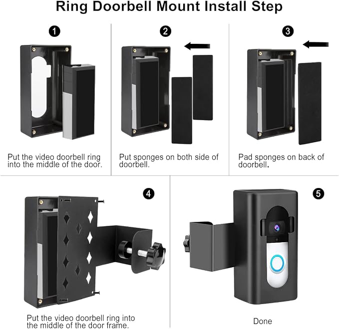 Anti-Theft Video Doorbell Door Mount, Doorbell No-Drill Mount Fit - Image 8