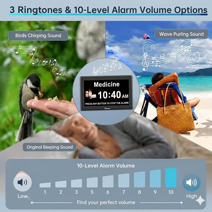 Soobest Dementia Digital Clock for Seniors Elderly, 20 Alarm Reminders 3 - Image 7