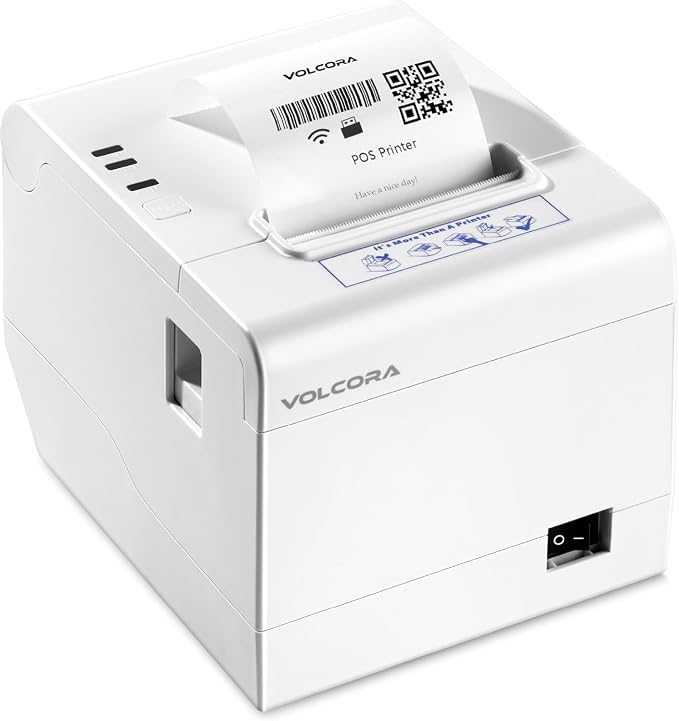 Volcora Thermal Receipt Printer, 80mm POS Printer w/Auto Cutter, USB/WiFi by Volcora