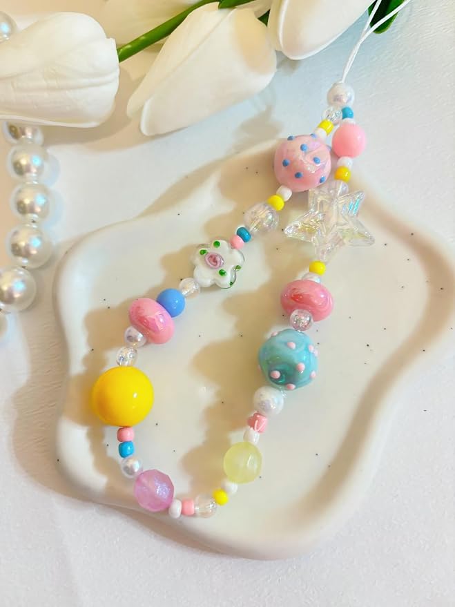 2 Pcs Phone Charm Strap Hand for iPhone Wrist Strap Camera Lanyard Pearl Beaded - Image 8