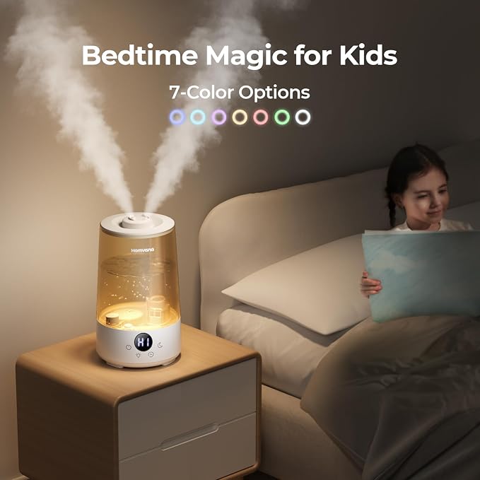 Homvana Humidifiers for Bedroom Home, 3.6 L Cool Mist Top-Fill 34H Super Long Time, Quiet 23dB, Baby Humidifier, Oil Diffuser for Large Room, House, Plant, Nursery, Office, BPA FREE, Ultrasonic (Grey) - Image 5