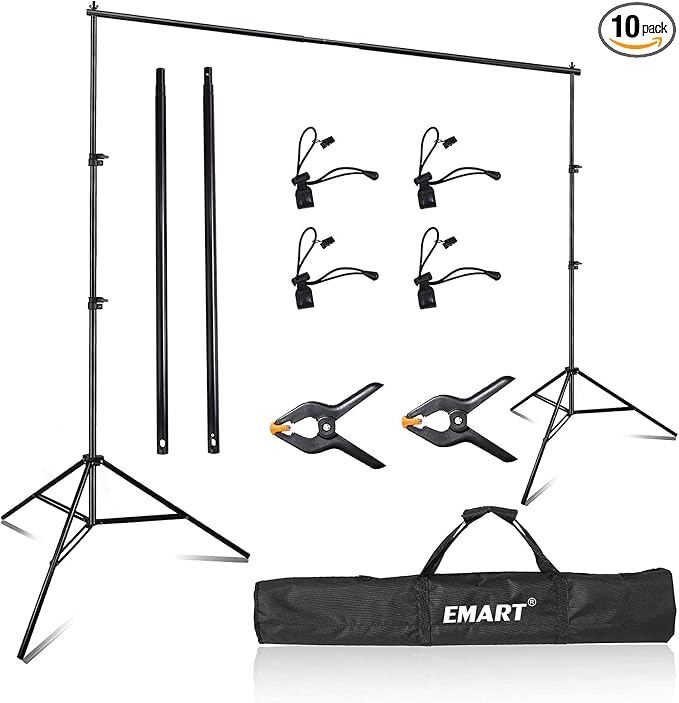 EMART Photography Backdrop Stand, 8 x 8 ft Adjustable Photo Background Holder by EMART