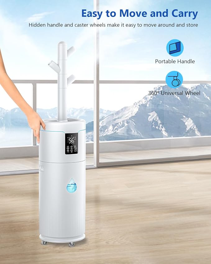 17L/4.5Gal Ultra Large Humidifiers for Bedroom 2000 sq ft, Quiet Humidifiers for Large Room, Tower Humidifier with 4 Mist Mode & Extension Tube for Home School Office Commercial Greenhouse Plants - Image 3