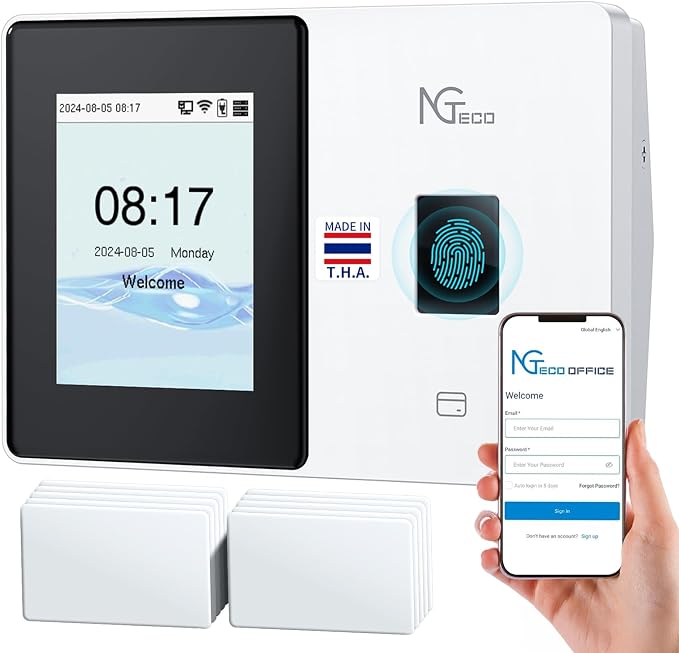 NGTeco Cloud Employee Time Clock, Fingerprint & Card Punch Machine by NGTeco