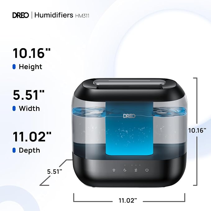 Dreo Humidifiers for Bedroom, 4L Top Fill for Large Room, 36H Runtime, 28 dB Quiet Supersized Cool Mist Air Humidifier for Baby Nursery, Plants, Indoor, Night Light, Easy to Clean & Fill, Black - Image 10