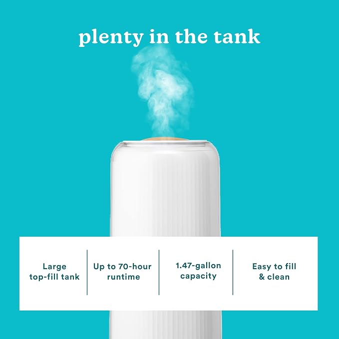 Homedics Ultrasonic Humidifier - Large Deluxe Air Humidifiers for Bedroom, Plants, Office - Top-Fill 1.47-Gallon Tank, Cool Mist, Essential Oil Pads and Built-In Timer, 3 Speed Settings, White - Image 5