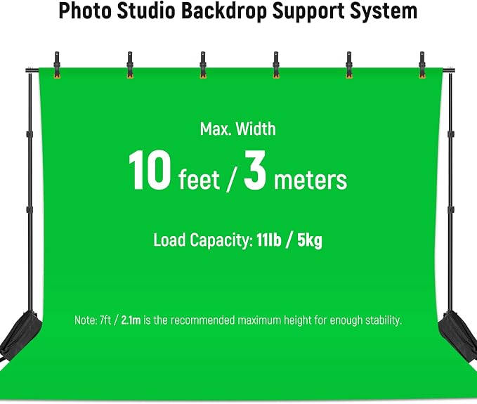Neewer Photo Studio Backdrop Support System, 10ft/3m Wide 6.6ft/2m High - Image 3