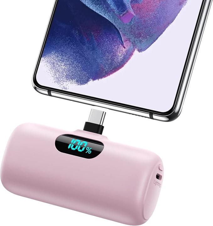 [2-Pack] Mini Portable Charger 5000mAh Power Bank,3A PD USB C Cell Phone Portable Power, LCD Display Battery Pack Compatible with iPhone 17/17 Air/16/16 pro/15/15 pro Max/Android/Samsung/Moto/LG etc - Image 2