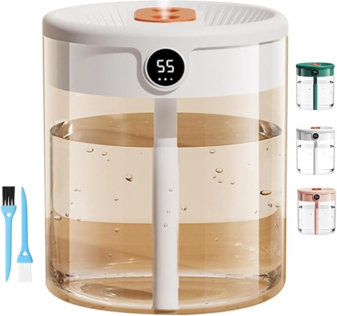 Dreamzy Humidifier for Large Room Cool Mist Bedroom Desktop Double Nozzle Cool Mist Humidifier with Night Light,with 2 Cleaning Brush Top Fill Lasts Up to 24 Hours,Auto Shut-Off,No leakage Design(Whit by Unknown