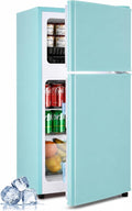 Anypro 3.2 Cu.Ft Fridge with Freezer with 2 Doors, Refrigerator with 7 Level Temperatures, LED Light, Adjustable Shelves, Food Storage Cooling Drink for Bedroom, Office, Dorm, Apartment, Green by Anypro