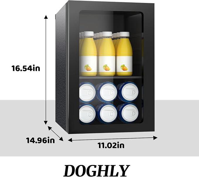 DOGHLY 0.9 Cu.ft Mini Fridge Solid Door, 24 Cans Beverage Refrigerator | Drink Fridge for Soda Beer Wine, Manual Temperature Control, Removable Shelf, Quiet Beverage Cooler for Office, Dorm, Bar - Image 3