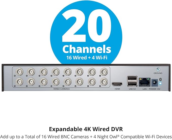 Night Owl 2-Way Audio 20 Channel 4K Video Home Security DVR - Image 6