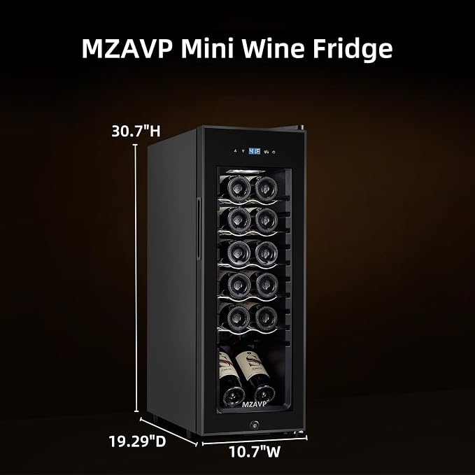 Mini Wine Fridge, 12 Bottle Compressor Wine Cooler Refrigerator, Freestanding Wine Cellar For Red&White Wine, Digital Temperature Control, Removable Shelves, Glass Door - Image 7