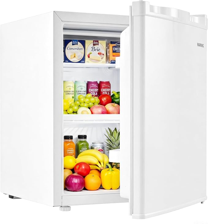 COSTWAY 1.7 Cu.Ft Mini Fridge with Compartment for Dorm Office Bedroom | Compact Small Refrigerator with Adjustable Thermostat, Reversible Single Door & Low Noise, for Drinks Fruits Snacks (White) by COSTWAY