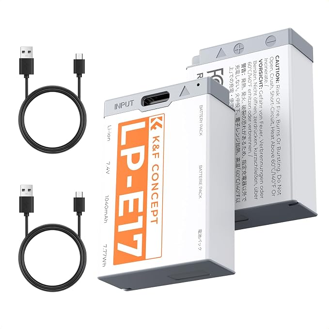 K&F CONCEPT 2-Pack LP-E17 Battery, USB-C R50 Battery Compatible by KFCONCEPT