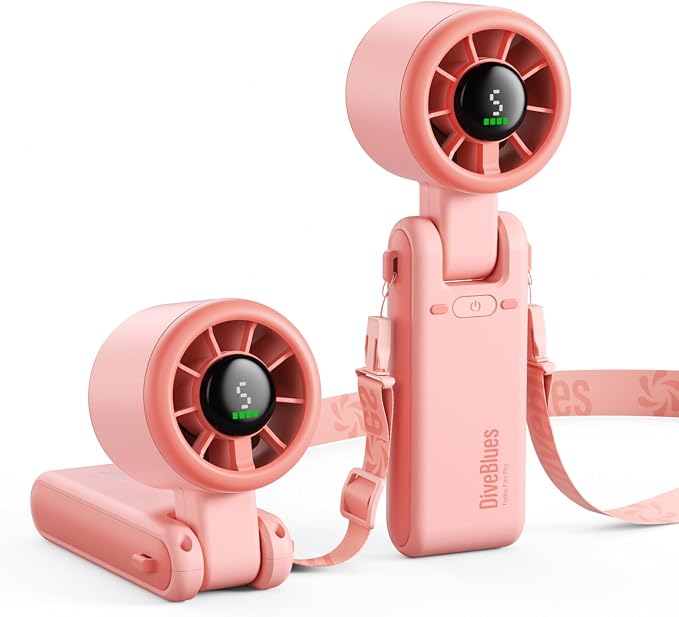 Diveblues Portable Handheld Turbo Fan, 5 Gear Wind, Battery Operated, Up to 12 Working Hours, 3 IN 1 Hand Fan with Air Turbo Tech Cooling Fan for Outdoor Activities, Travel, Working by Diveblues