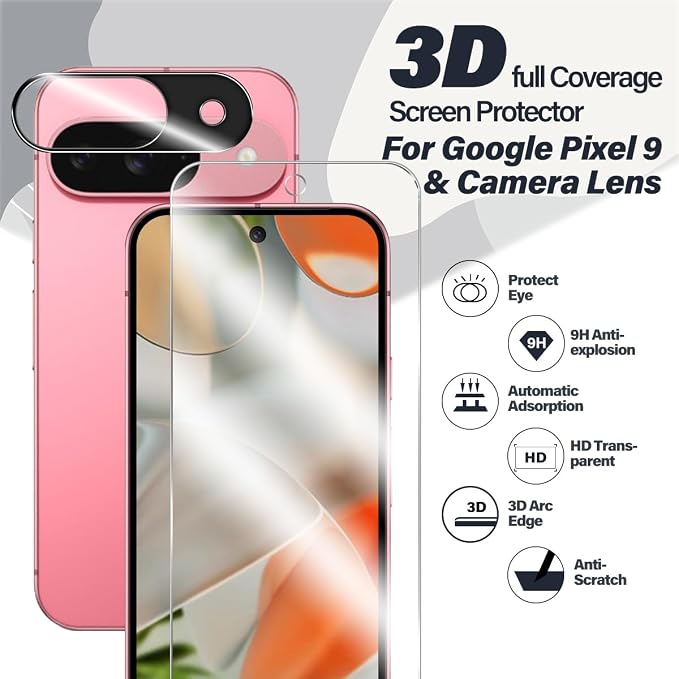 BIGFACE for Pixel 9 Tempered Glass Screen Protector + Camera Lens Protector - Image 2