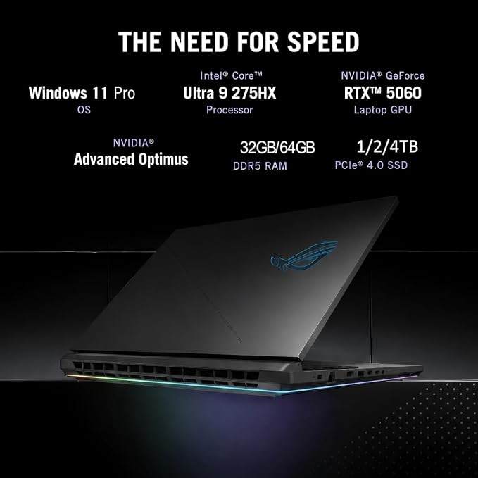 ASUS ROG Strix G18 Gaming Laptop, 18” 2.5K 240Hz Nebula Display, Intel Core Ultra 9 275HX, GeForce RTX 5060, 32 GB DDR5-5600, 2 TB SSD, Wi-Fi 7, Windows 11 Pro, RGB Backlit KB, ROG Cooling, Gaming PC - Image 4