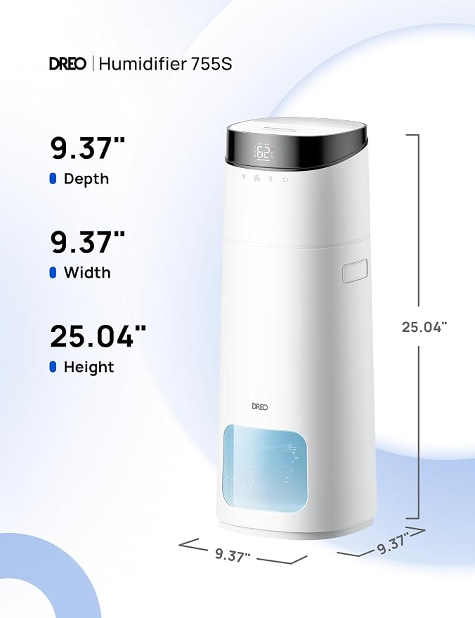 DREO 16L Smart Humidifier Large Room 1000 ft², 130H Cool Mist Air Humidifiers for Bedroom Plants Baby, Top Fill, Remote/Touch/Voice & APP Control, Clean Tank Technology, 30dB, RGB Light, HM755S White - Image 8