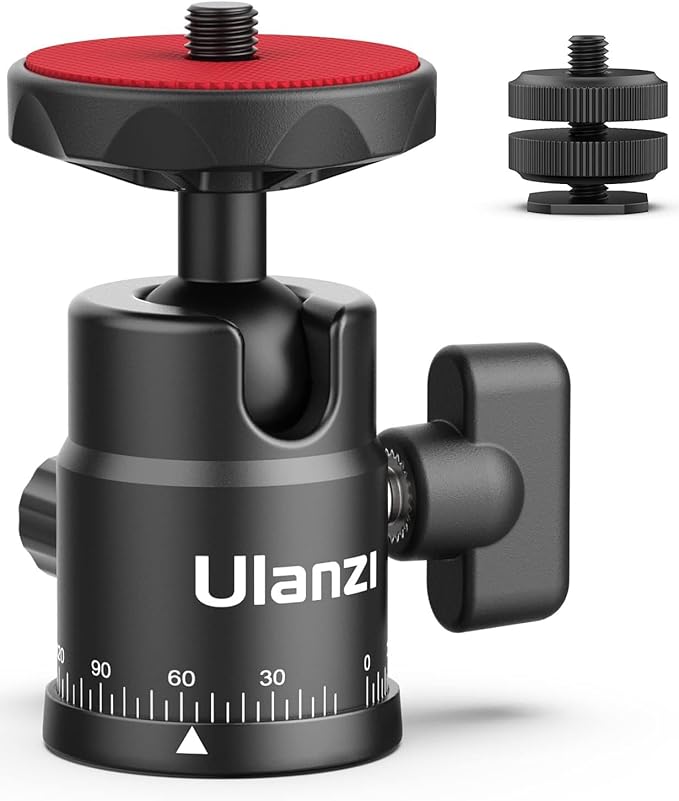 Mini Ball Head, ULANZI H28 Panoramic Tripod Head + Dual Hot Shoe Mount DSLR - Image 4