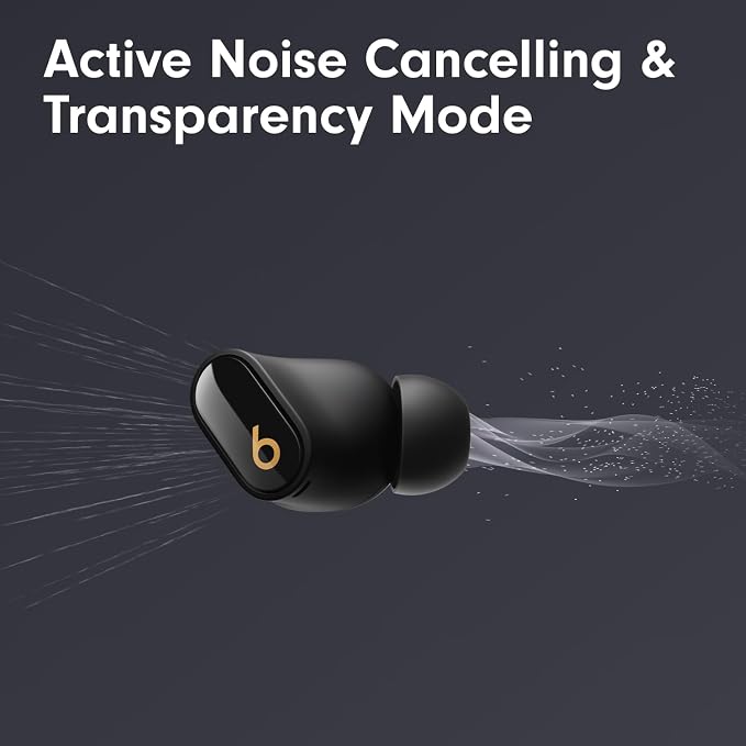 Beats Studio Buds + | True Wireless Noise Cancelling Earbuds, Enhanced Apple & Android Compatibility, Built-in Microphone, Sweat Resistant Bluetooth Headphones, Spatial Audio - Black/Gold | Includes charging case, USB-C cable and extra eartips for char... - Image 2