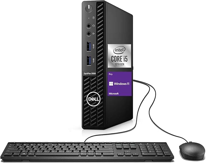 Dell OptiPlex 3080 Micro PC | Intel Core i5-10500T | 8GB RAM | 256GB SSD | Windows 11 Pro | Wi-Fi+ BT | Mini Desktop Computer (Renewed) (8GB RAM + 256GB SSD) by Amazon+Renewed