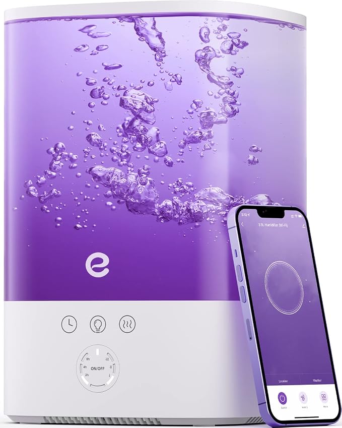 Humidifiers for Bedroom Large Room, Esemoil Smart WiFi Cool Mist Humidifiers for Baby, 3.5L Top Fill & 28dB Quiet, 40H Air Ultrasonic Diffuser with 8 Color Light, Voice Control, Compatible with Alexa by Esemoil
