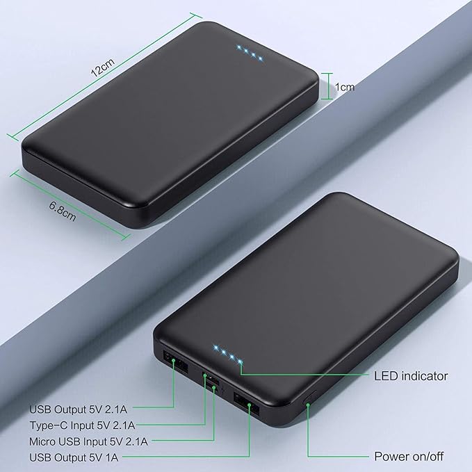 [2 Pack]Portable Charger Power Bank 10000mAh,Slimmer USB C in&Out Fast Charging Portable Phone Charger,Travel Essentials Backup External Battery Pack for iPhone 17/16/ 15/14/13/12,Galaxy S24,Android - Image 2