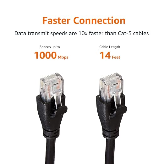 Amazon Basics RJ45 Cat-6 Ethernet Patch Cable, 1Gpbs Transfer Speed, 14 Foot - Image 6