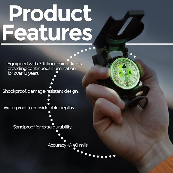 Cammenga Official US Military Tritium Lensatic Compass, Accurate Waterproof - Image 7