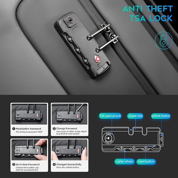 BANGE Anti Theft Backpack With TSA Lock, Waterproof Backpacks With YKK Zipper - Image 3